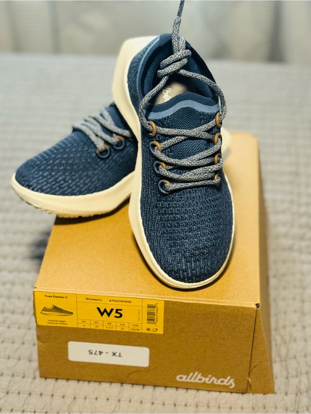 Allbirds Tree Dasher 2 Sneakers, Navy, Women’s Size 5, New